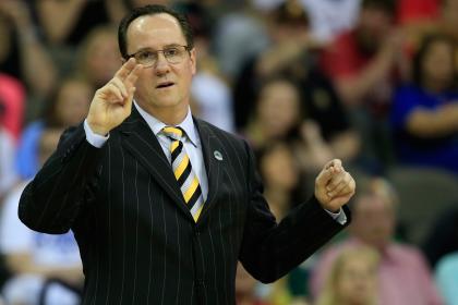 Gregg Marshall gives instructions to Wichita State players during their Sweet 16 loss to Notre Dame. (Getty)