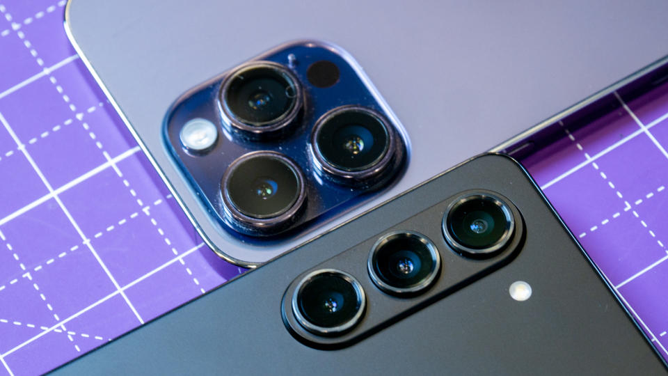 Samsung Galaxy Z Fold 5 versus Apple iPhone 14 Pro Max camera face-off comparison.
