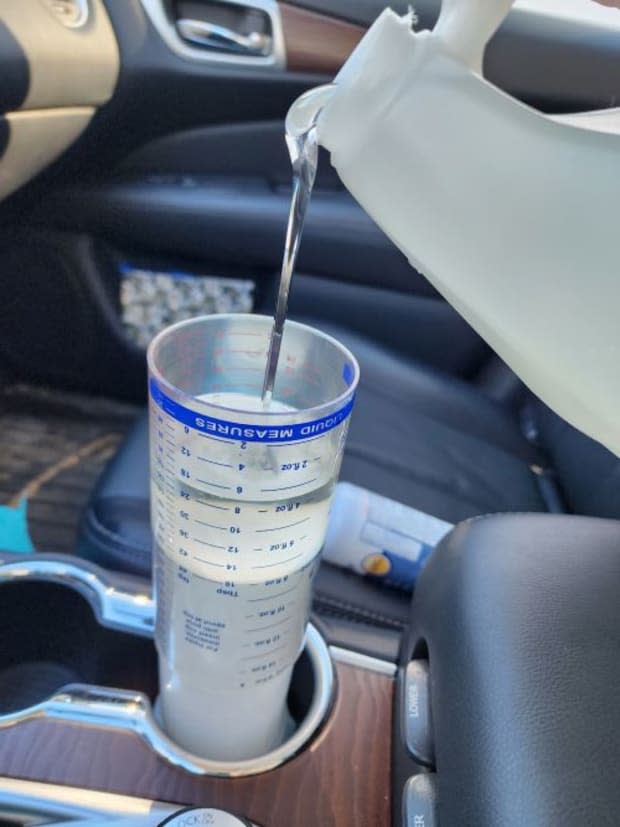 I found this hard to measure in the car—couldn't be the ginormous jug of glue, could it?<p>Wendee Wendt</p>