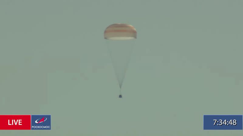 Soyuz MS-18 space capsule lands near Zhezkazgan