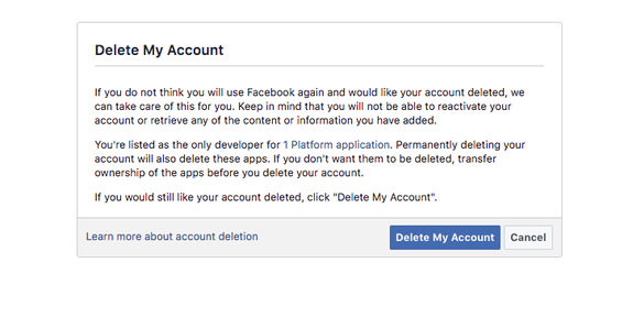 Deleting your facebook account