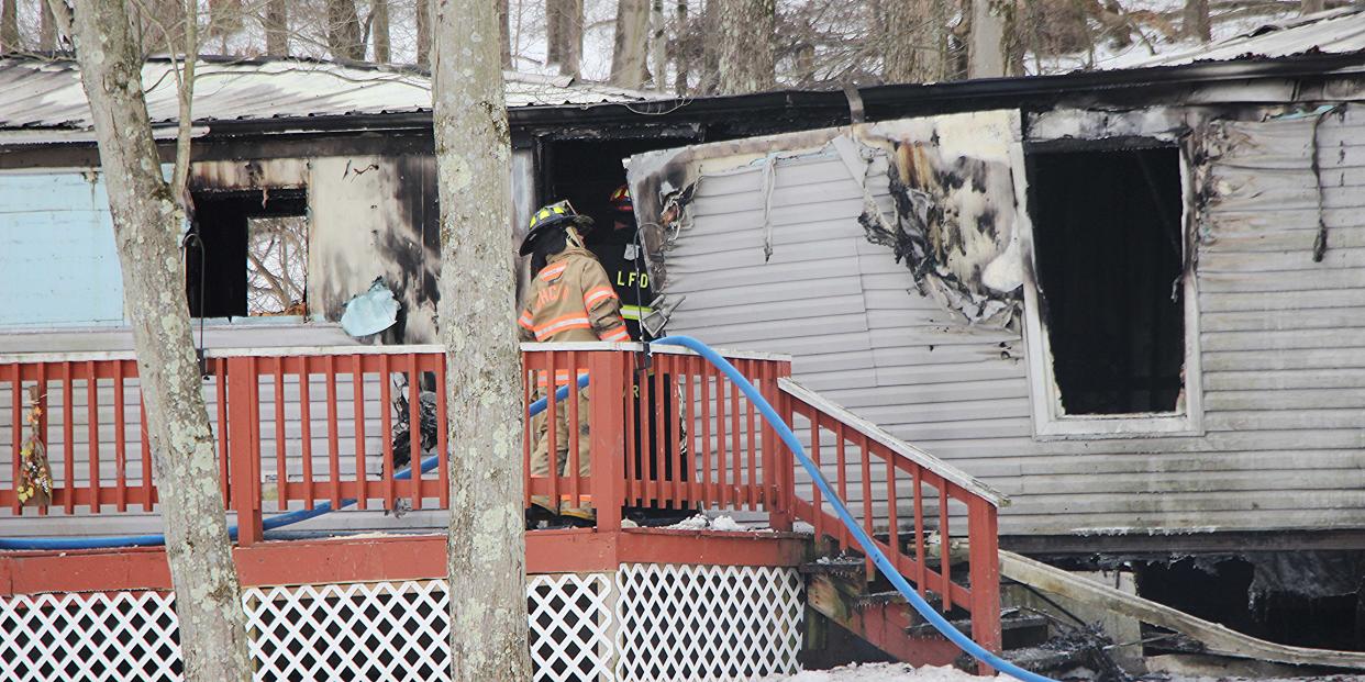 A mobile home at County Road 3275 and Township Road 2475 near Perrysville was destroyed by fire on Saturday.