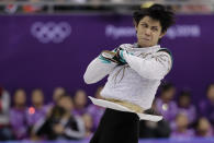 <p>Yuzuru Hanyu of Japan performs during the men’s free figure skating final in the Gangneung Ice Arena at the 2018 Winter Olympics in Gangneung, South Korea, Saturday, Feb. 17, 2018. (AP Photo/David J. Phillip) </p>