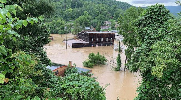 PHOTO: Appalshop building sits flooded after extreme weather in Whitesburg, Ky., July 28, 2022. (Appalshop via AP)