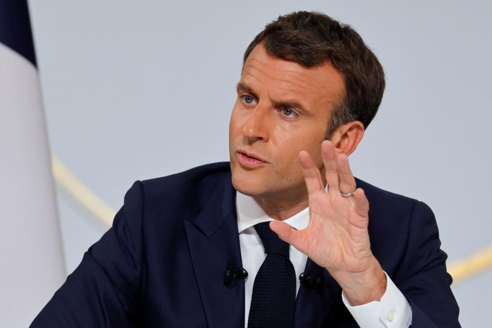 Emmanuel Macron en conférence de presse ce jeudi. - PASCAL ROSSIGNOL / POOL