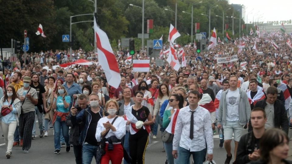 Este domingo se cumplió el cuarto fin de semana consecutivo de manifestaciones en Bielorrusia