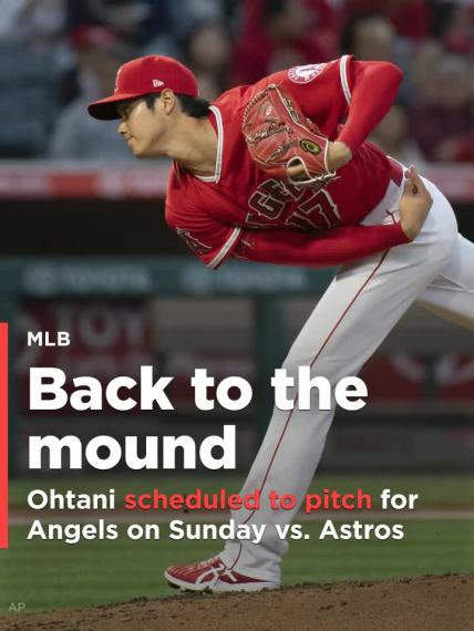 Shohei Ohtani scheduled to pitch for Angels on Sun. vs. Astros