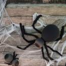 <p>Add a spooky balloon spider to your door for a not-too-creepy addition to your decor.</p><p><strong>Make the body:</strong> Blow up one large black balloon for the body and one smaller black balloon for the head. Tie the two balloon knots together to form the spider.</p><p><strong>Make the legs: </strong>Wrap eight lengths of unfurled wire hanger or 12-gauge craft wire with black faux fur, holding in place with hot-glue. Twist ends of four lengths together, creating bundles of legs. Repeat with remaining four lengths.</p><p><strong>Assemble the spider: </strong>Wrap a black pipe cleaner around twisted ends of leg bundles. Wrap pipe cleaner around “neck” of spider where balloons are tied together. Wrap fishing wire around leg to hang.</p>