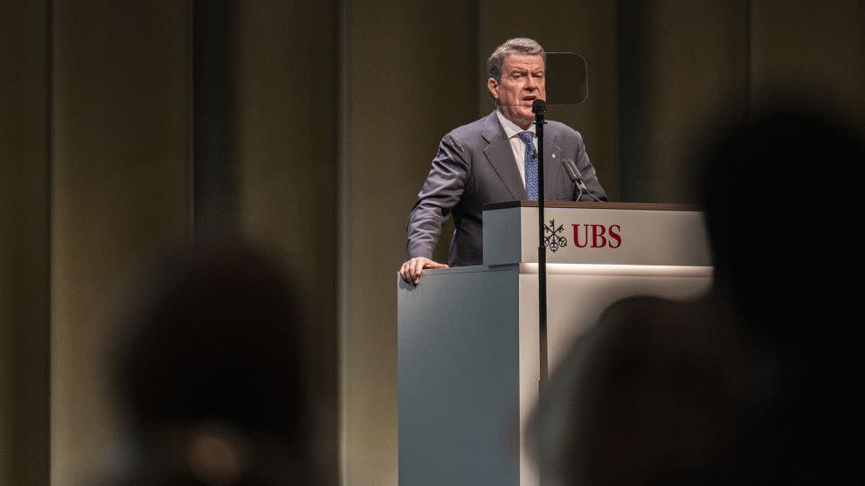 Colm Kelleher, UBS chairman, at the bank's annual shareholder meeting on April 24, 2024. - Pascal Mora/Bloomberg/Getty Images