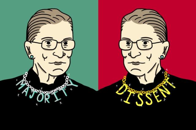 Illustration for a story about RBG&#x27;s different collars.