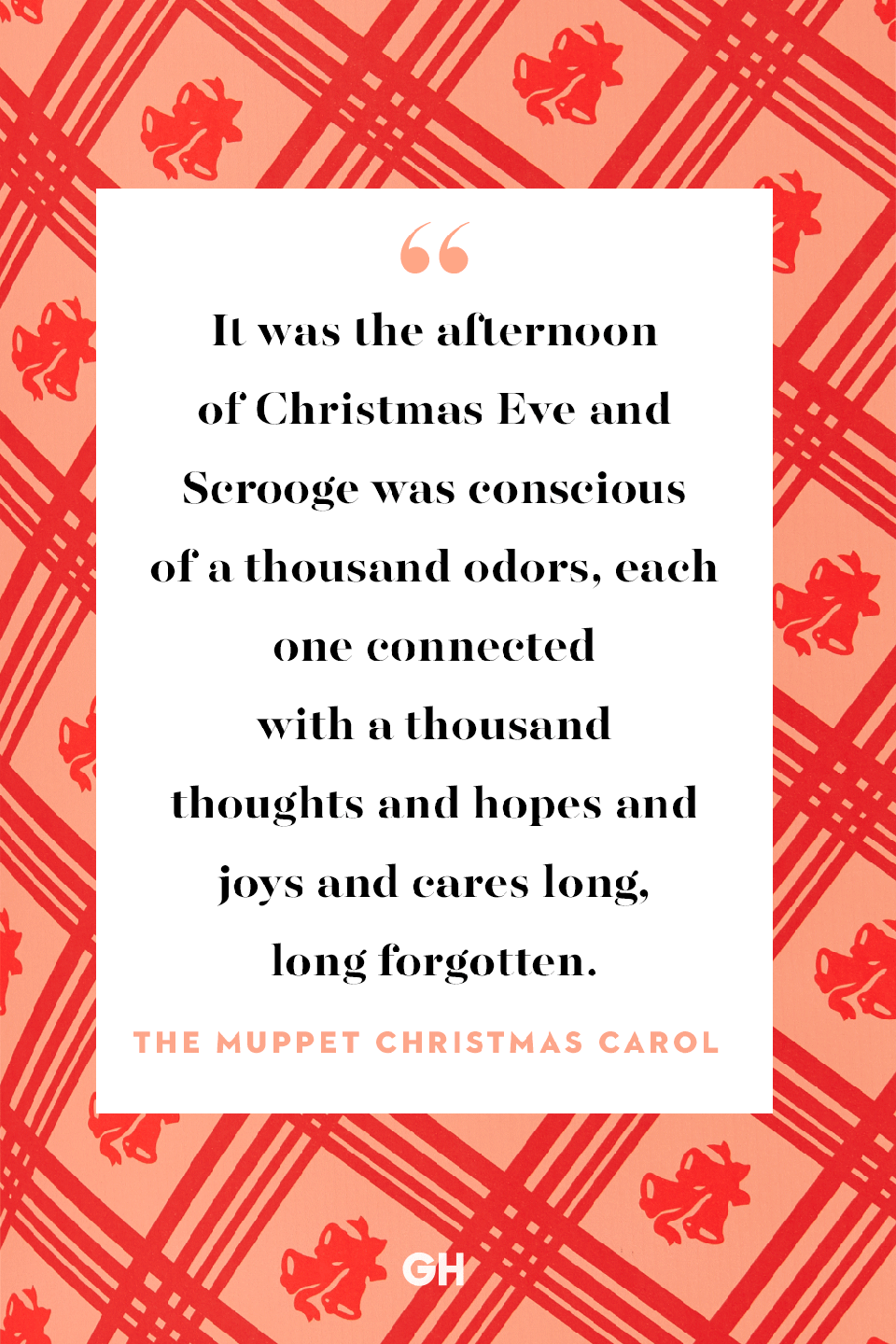 <p>It was the afternoon of Christmas Eve and Scrooge was conscious of a thousand odors, each one connected with a thousand thoughts and hopes and joys and cares long, long forgotten. </p>