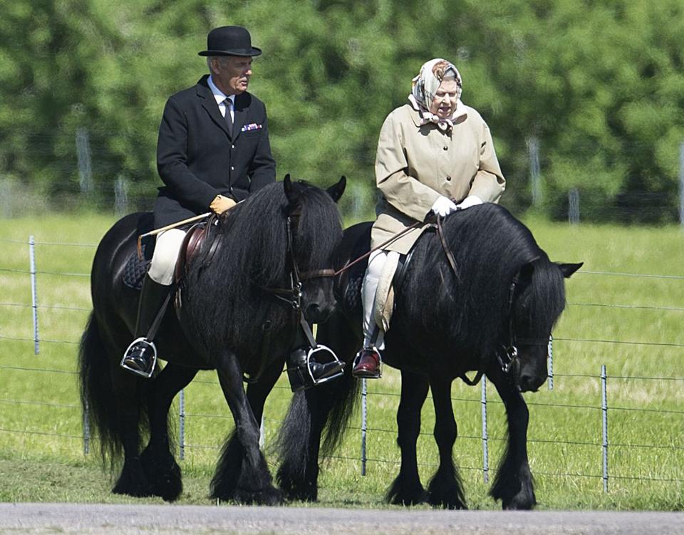 Queen Elizabeth on a morning horse ride at Windsor Castle