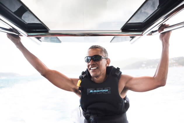 Former President Barack Obama Goes Kitesurfing In The Caribbean - Credit: Jack Brockway/Getty Images