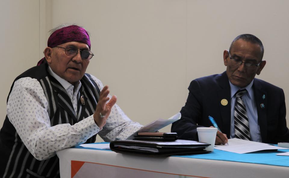 Delegate Eugene Tso, left, sponsored a bill to financially help tribal members aged 60 and over. The Navajo Nation Council passed the bill on Dec. 29, 2021 and President Jonathan Nez approved it a day later.