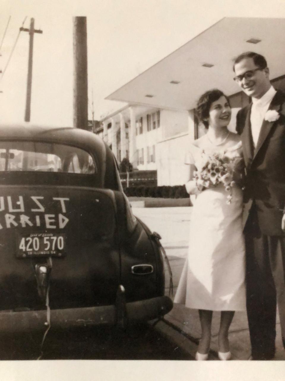 Essie and Hank Schweich, both 21, on their wedding day in Dayton, Ohio, March 28,1954