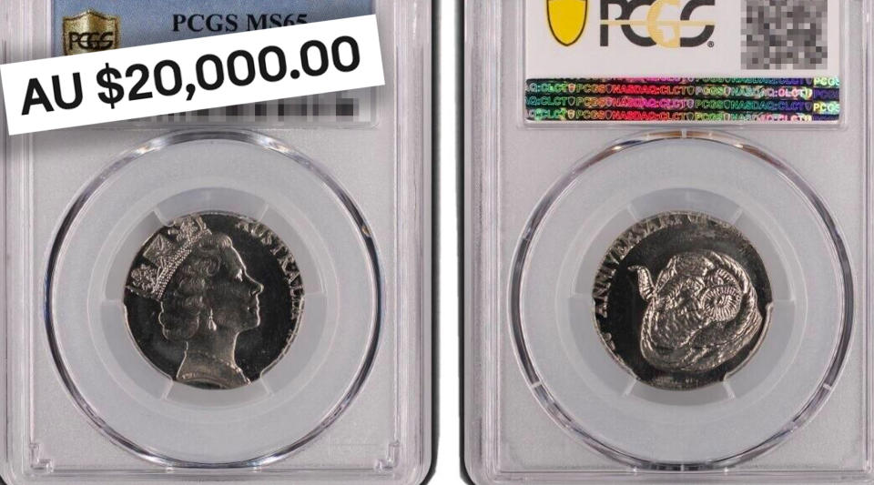 A 50c design struck on a 10c coin 