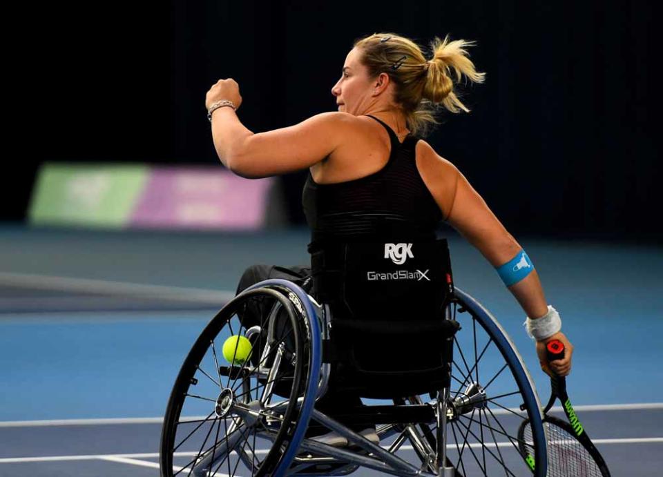 Lucy started playing wheelchair tennis after a motorbike accident left her paralysed from the chest down (Collect/PA Real Life).