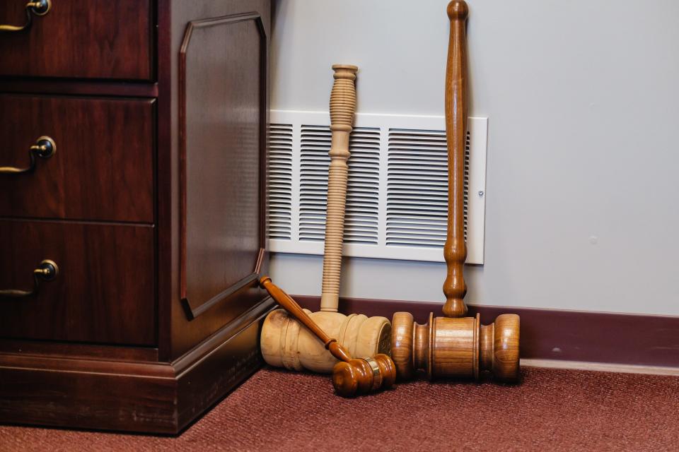 Gavels are seen in the office of Judge Brad L. Hillyer at the Tuscarawas County Court/Southern District in Uhrichsville.