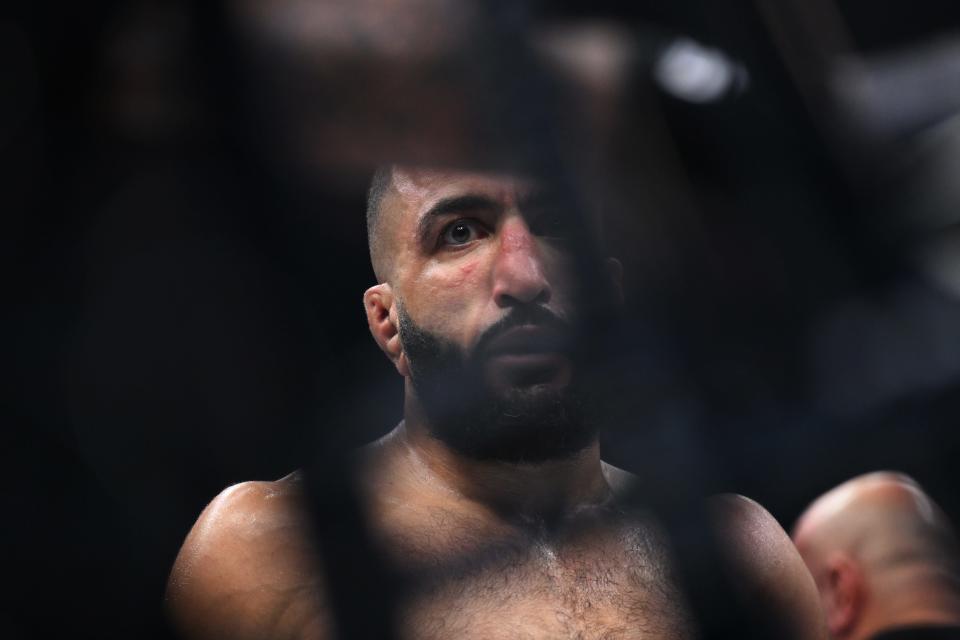 MANCHESTER, ENGLAND - JULY 28: Belal Muhammad looks on at Co-op Live on July 28, 2024 in Manchester, England. (Photo by Ben Roberts Photo/Getty Images)