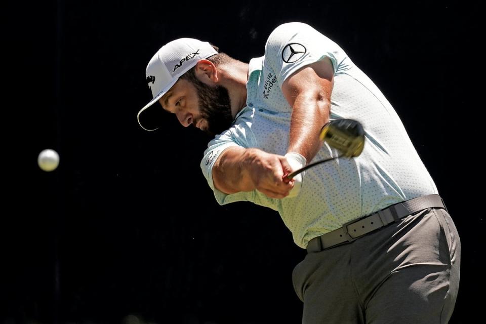 Jon Rahm drives from the fifth tee during a practice round ahead of the US Open (Charlie Riedel/AP) (AP)