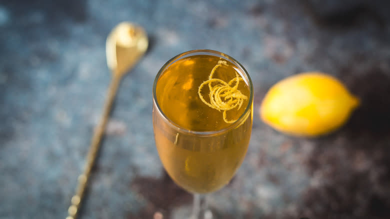 French 75 with lemon peels