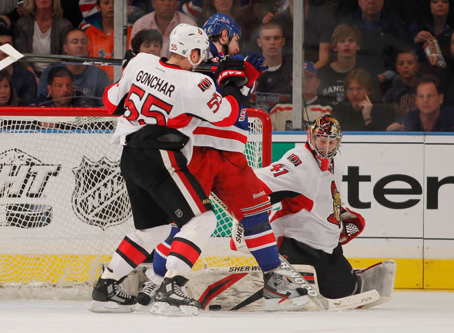   Craig Anderson #41 Of The Ottawa Senators Makes A Save Against The New York Rangers In Game Five Of The Eastern Getty Images