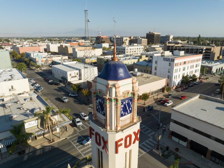 BAKERSFIELD, CA - OCTOBER 03: View of downtown Bakersfield. House Speaker Kevin McCarthy who is from this Central Valley city was voted out of office in a historic vote on Tuesday, Oct. 3, 2023. (Myung J. Chun / Los Angeles Times)