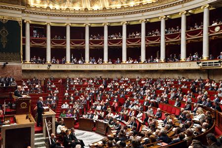 France's Prime Minister Jean-Marc Ayrault delivers his speech during a parliamentary debate on Syria at the National Assembly in Paris, September 4, 2013. France's Prime Minister Jean-Marc Ayrault said on Wednesday if there was no response to the chemical attack in Syria it risked sending Iran the wrong message on its nuclear programme. REUTERS/Charles Platiau