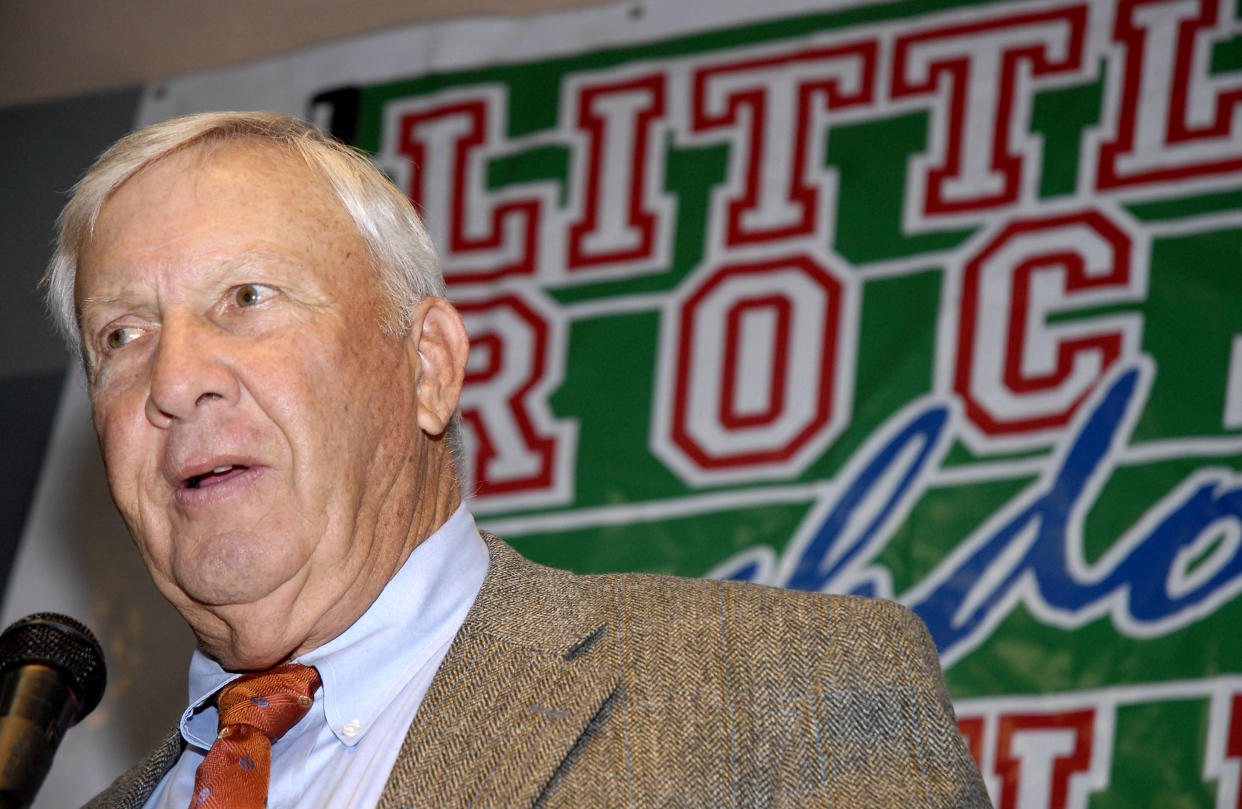 Pat Dye, former head football coach at Auburn University,  speaks during a Little Rock Touchdown Club luncheon, Monday, Nov. 20, 3006, in Little Rock, Ark. (AP Photo/Mike Wintroath)