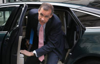 Mark Carney the new Governor of the Bank of England arrives at 11 Downing Street in London to have dinner with the Chancellor of the Exchequer, George Osborne.