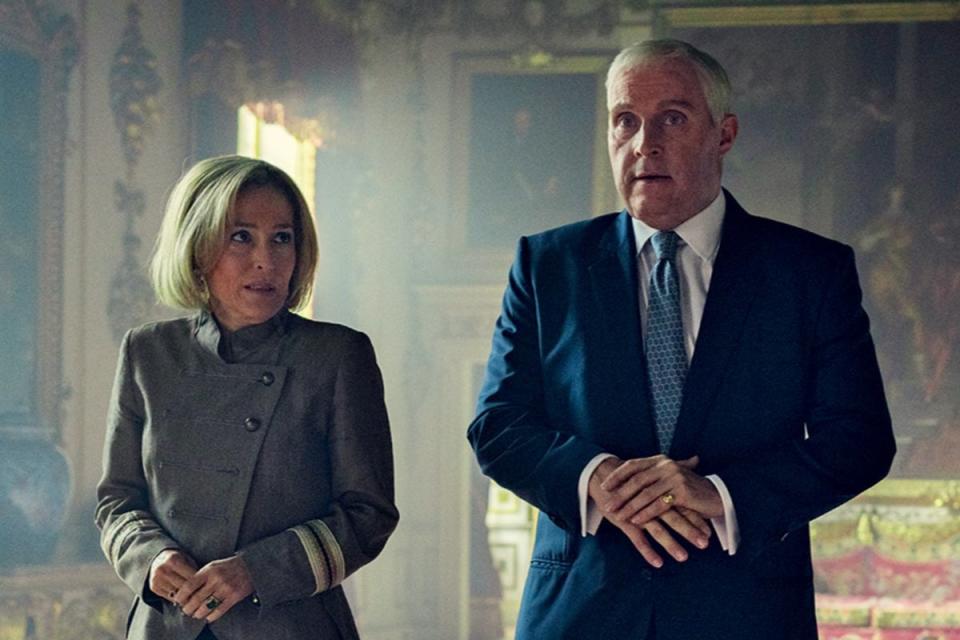 Uncanny: Gillian Anderson and Rufus Sewell as Emily Maitlis and Prince Andrew in ‘Scoop' (Netflix)