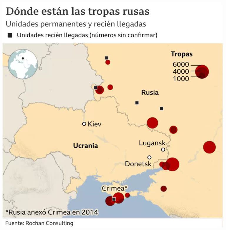 Dónde están las tropas rusas.