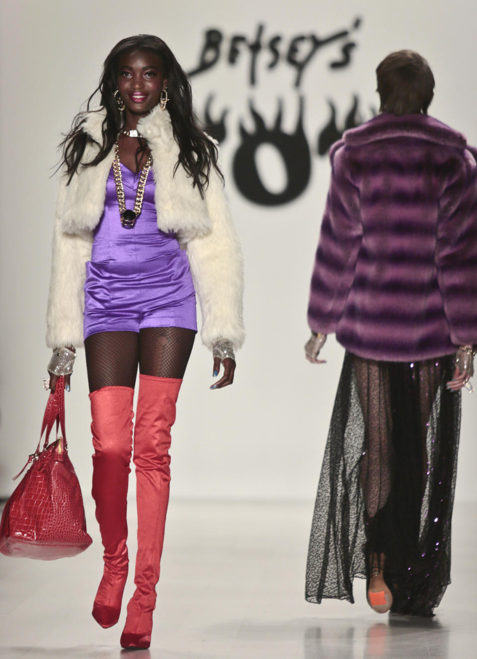 Fashion from the Betsey Johnson Fall 2014 collection is modeled during New York Fashion Week on Wednesday, Feb. 12, 2014. (AP Photo/Bebeto Matthews)