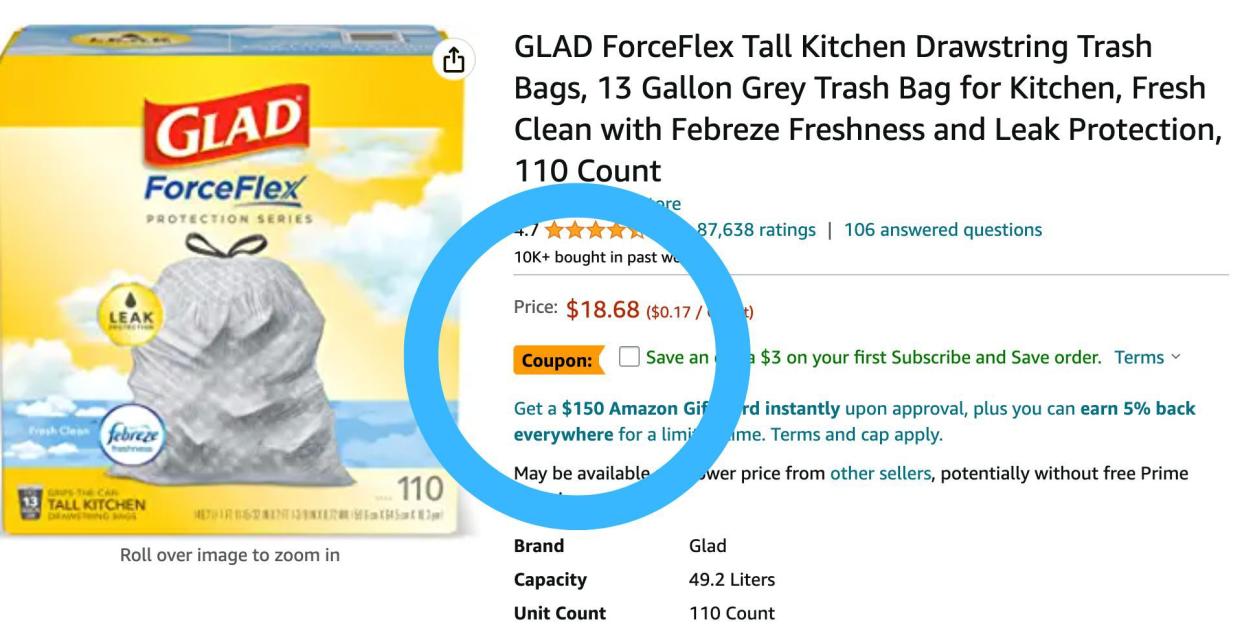 an image showing where to find a coupon on amazon's website