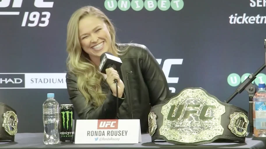 Whoopsie Ronda Rousey Makes Sexual Slip In Press Conference Yahoo Sport