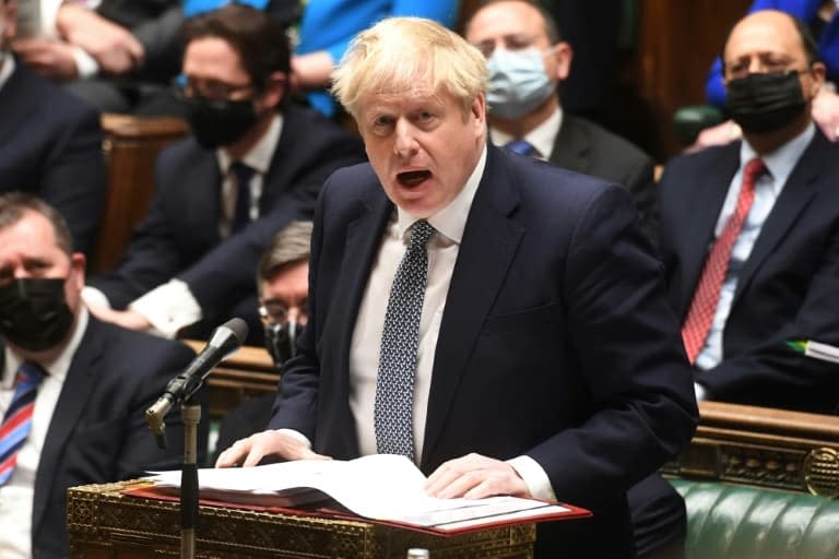 Le Premier ministre britannique Boris Johnson devant le Parlement à Londres, le 12 janvier 2022 - JESSICA TAYLOR © 2019 AFP