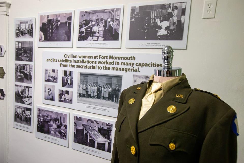 Part of a display on the history of women at Fort Monmouth created by Girls Scouts of the Jersey Shore Cadette Troop 177 members Giuliana Demma, Julia Calamia and Mahi Shah, all of Freehold Township, at the InfoAge Science and History Museum in Wall, NJ Monday, November 20, 2023.