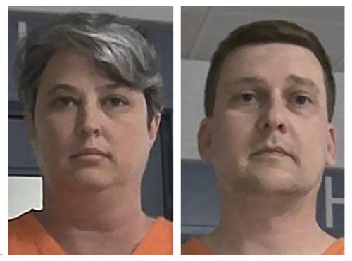 Booking photos show Diana and Jonathan Toebbe.