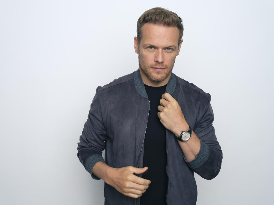 Sam Heughan poses for a portrait to promote the series "Outlander" on Thursday, June 8, 2023, in New York. (Photo by Drew Gurian/Invision/AP)