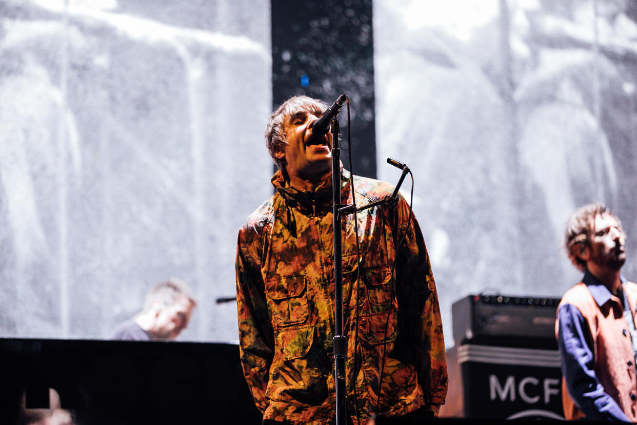 CARDIFF, WALES - SEPTEMBER 15: Liam Gallagher performs on stage at Alexandra Head on September 15, 2022 in Cardiff, Wales. (Photo by Mike Lewis Photography/Redferns)