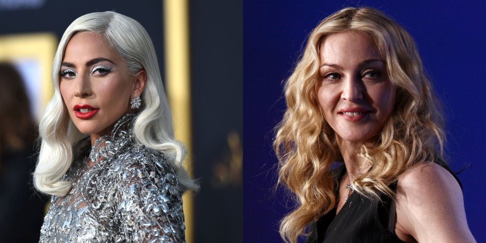 <p>Lady Gaga and Lady M have <a href="https://www.elle.com/uk/life-and-culture/culture/news/a38833/lady-gaga-madonna-feud-netflix/" rel="nofollow noopener" target="_blank" data-ylk="slk:battled for the pop music throne;elm:context_link;itc:0;sec:content-canvas" class="link ">battled for the pop music throne</a> in the past, so they might be surprised to find out they're related. Celebrity genealogist Chris Child proved that the singers are <a href="http://archive.boston.com/ae/celebrity/articles/2011/05/14/just_call_chris_child_pop_cultures_genealogy_sleuth/" rel="nofollow noopener" target="_blank" data-ylk="slk:ninth cousins, once removed;elm:context_link;itc:0;sec:content-canvas" class="link ">ninth cousins, once removed</a>, back in 2011. "When I saw that Lady Gaga had French Canadian ancestry I thought there might be something there," he told the <a href="https://www.youtube.com/watch?v=-05FzaG7wMY" rel="nofollow noopener" target="_blank" data-ylk="slk:Boston Globe;elm:context_link;itc:0;sec:content-canvas" class="link ">Boston Globe</a>. </p>