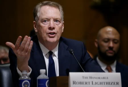 FILE PHOTO: U.S. Trade Representative Lighthizer testifies before a Senate Finance Committee hearing in Washington