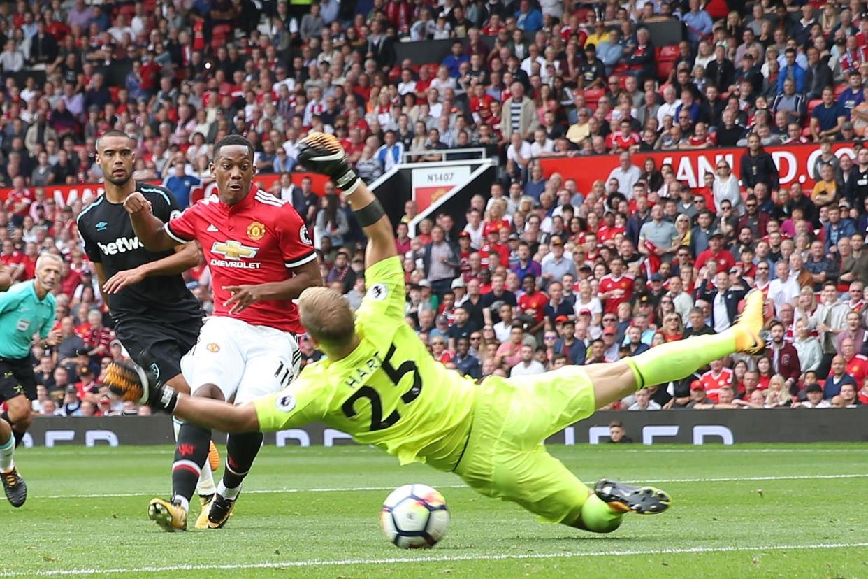 Striking talent | Martial scores against West Ham last weekend: Man Utd via Getty Images