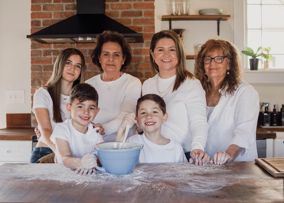 Ellen Bodnovich (second from right) with her daughter Elizabeth Bodnovich, 15 (from left); mother, Debbie Fischoff; mother-in-law, Judy Bodnovich; and (front row from left) sons Asher Bodnovich, 4, and Jacob Bodnovich, 7.