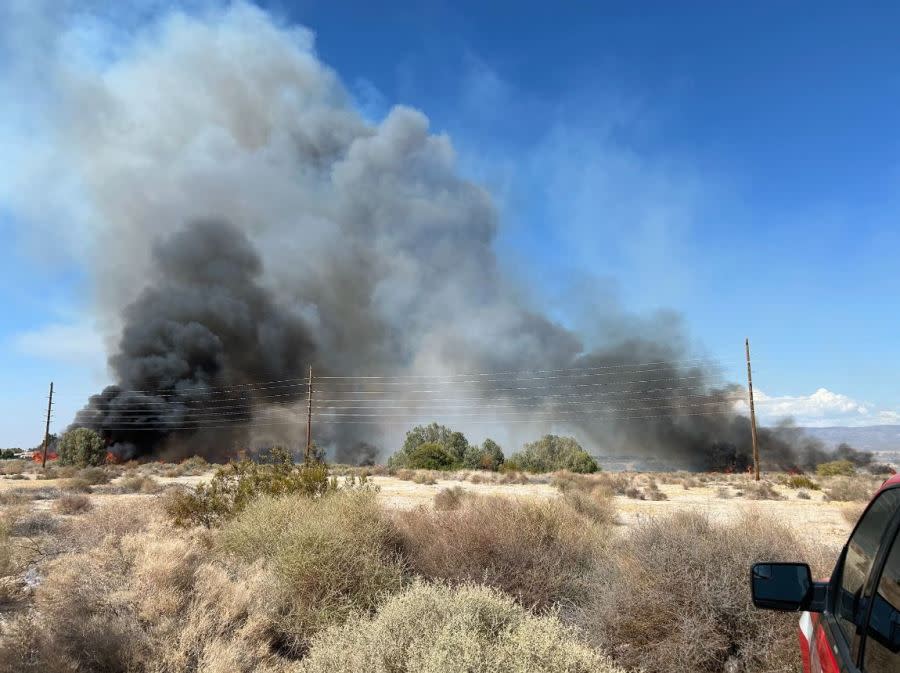 The fast-moving Needles Fire in San Bernardino County jumped across the state border to Arizona on June 22, 2024. (San Bernardino County Fire Department)