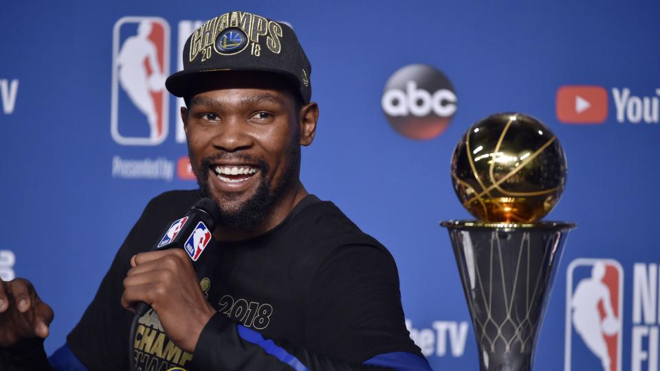 Golden State Warriors forward Kevin Durant spoke about his legacy and retirement with ESPN’s Chris Haynes. (Getty Images)