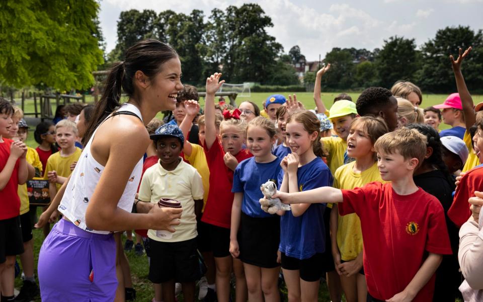 Raducanu visited her former school, Bickley Primary School in Bromley, Kent as a youth ambassador for the LTA - GETTY IMAGES