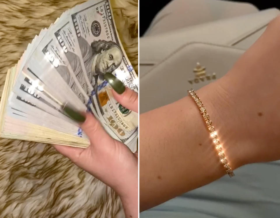 @greeneyedbby revealed that she receives cash, diamond bracelets, fancy holidays and more from her sugar daddy. Photo: TikTok/@greeneyedbby