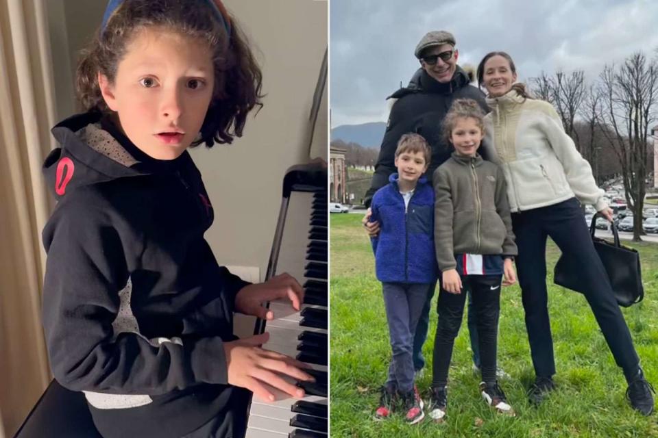 <p>Emilie Goldblum/Instagram (2)</p> Charlie on piano (L), Goldblum family travels (R)