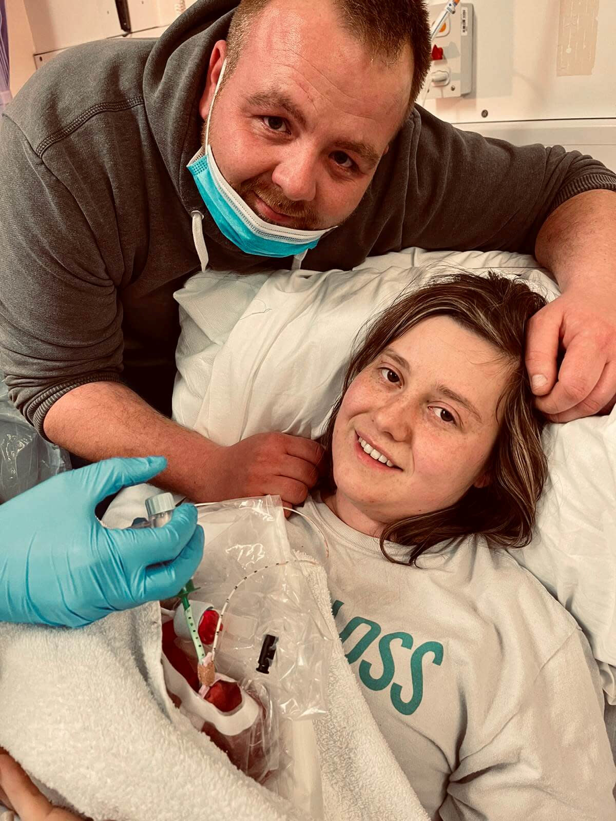 Lauren Ormston, 27, gave birth at just 23 weeks after going into premature labour, pictured with her fiance. (Lauren Ormston/SWNS)